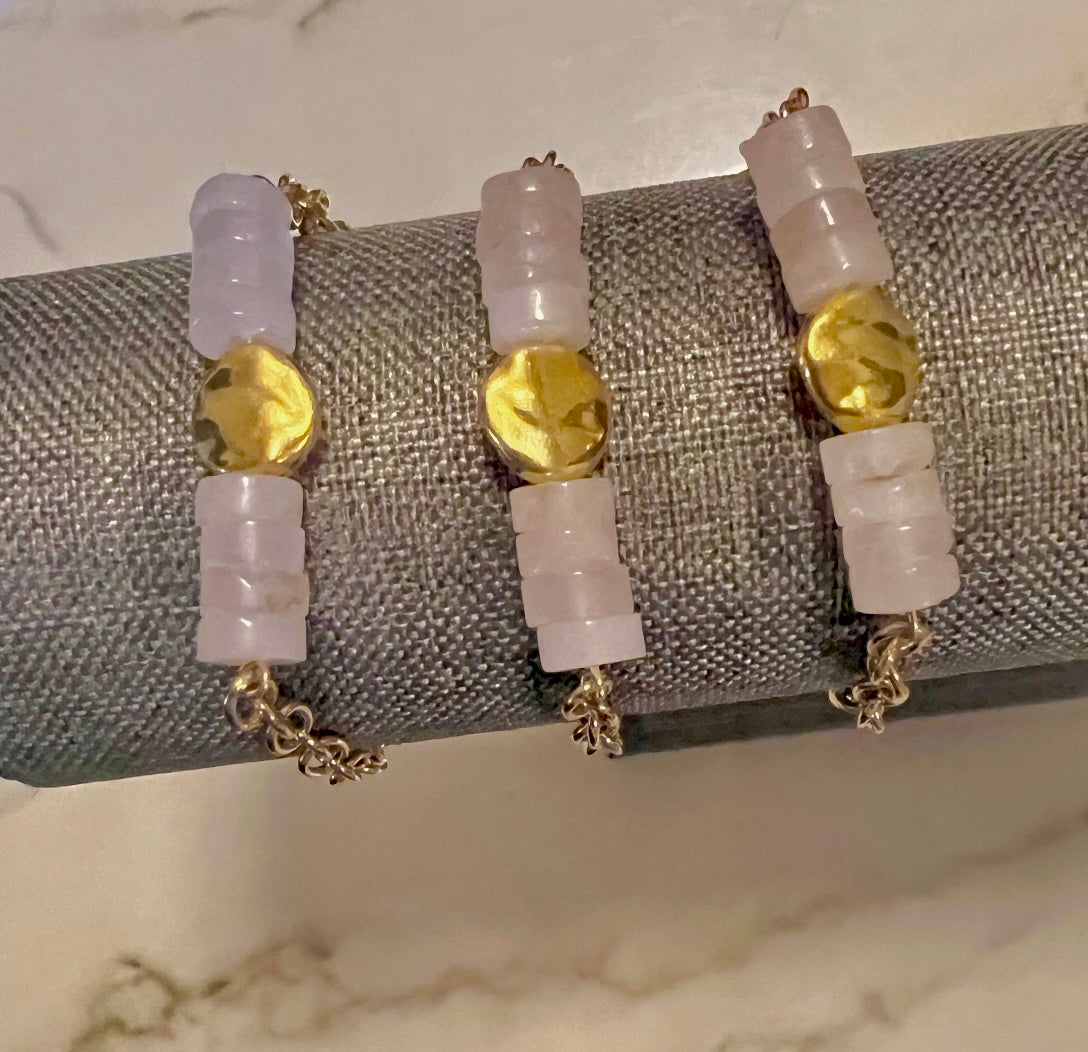 Rose quartz chain bracelet
